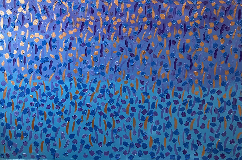 Fall 121.8 cm x 182.8 cm Baby Blue Textured Abstract Painting by Joanne Daniel