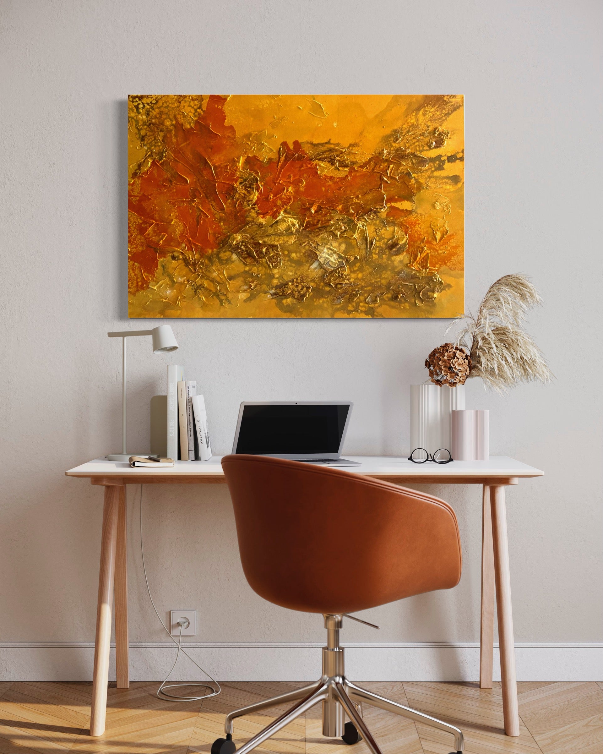 Burnt Desert 93 cm x  61 cm Orange Textured Abstract Painting