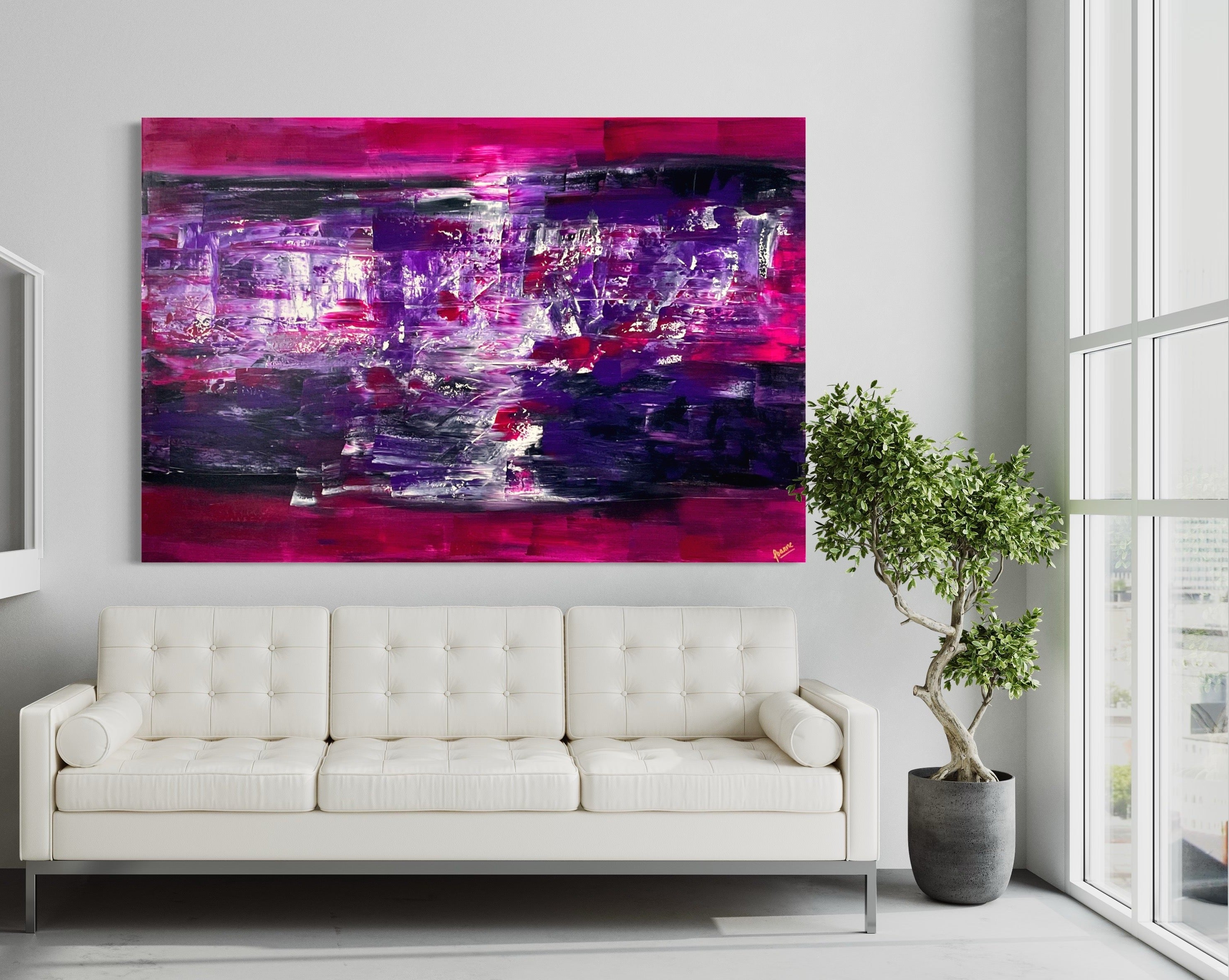 PINK 121 cm x 182 cm Textured Abstract Painting by Joanne Daniel