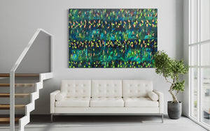 Blooming Green 121.8 cm x 182.8 cm Green Textured Abstract Painting by Joanne Daniel