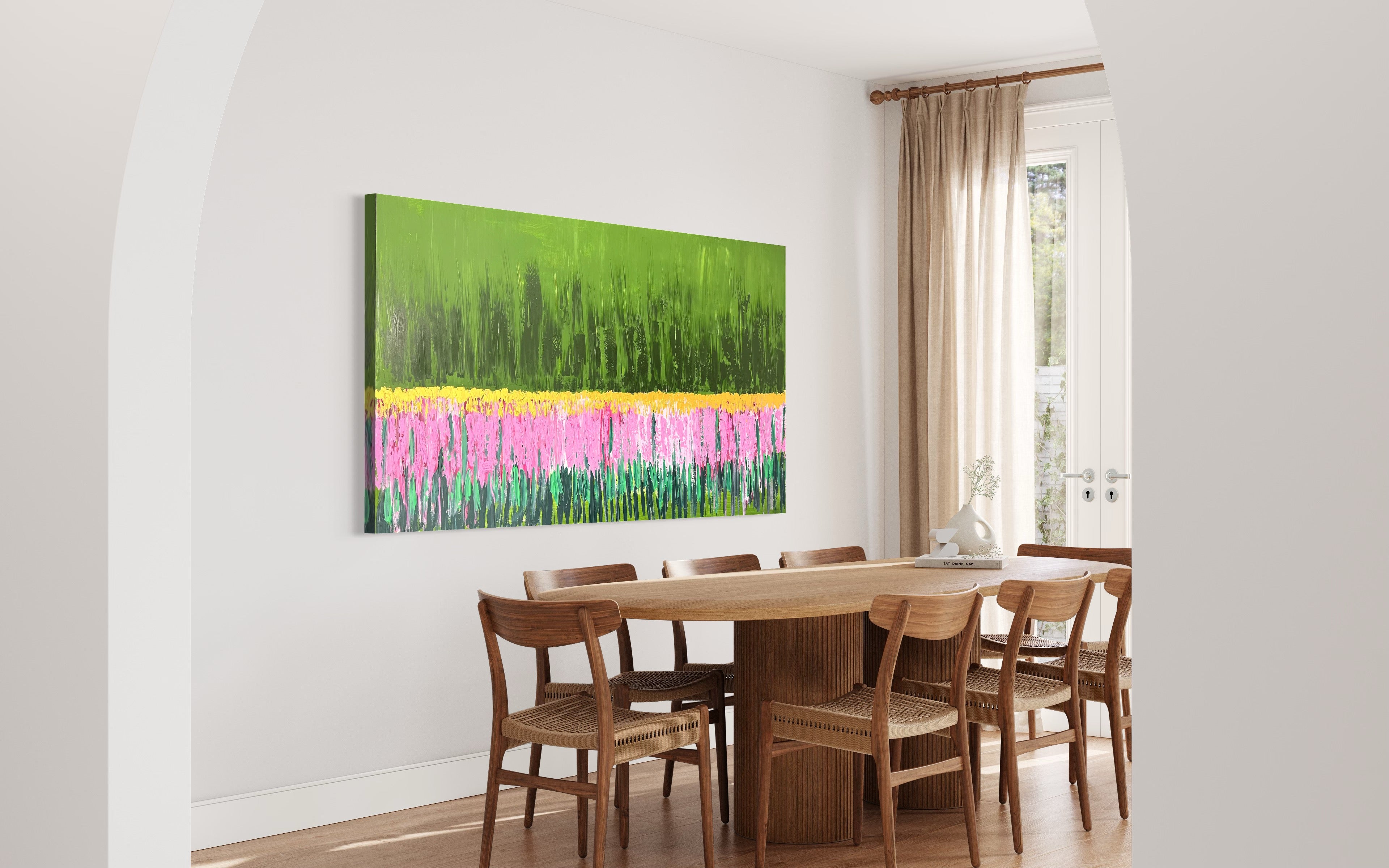 Flower field (91 cm x 182 cm)Textured Abstract Painting by Joanne Daniel