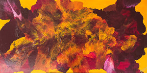 Yellow Dianthus Paradise 122 cm x 61 cm Yellow Pink Textured Abstract Painting