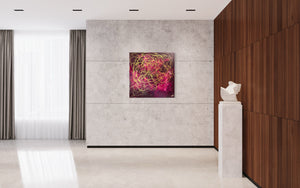 Hope No 7 100 cm  x  100 cm Pink Textured Abstract Painting by Joanne Daniel