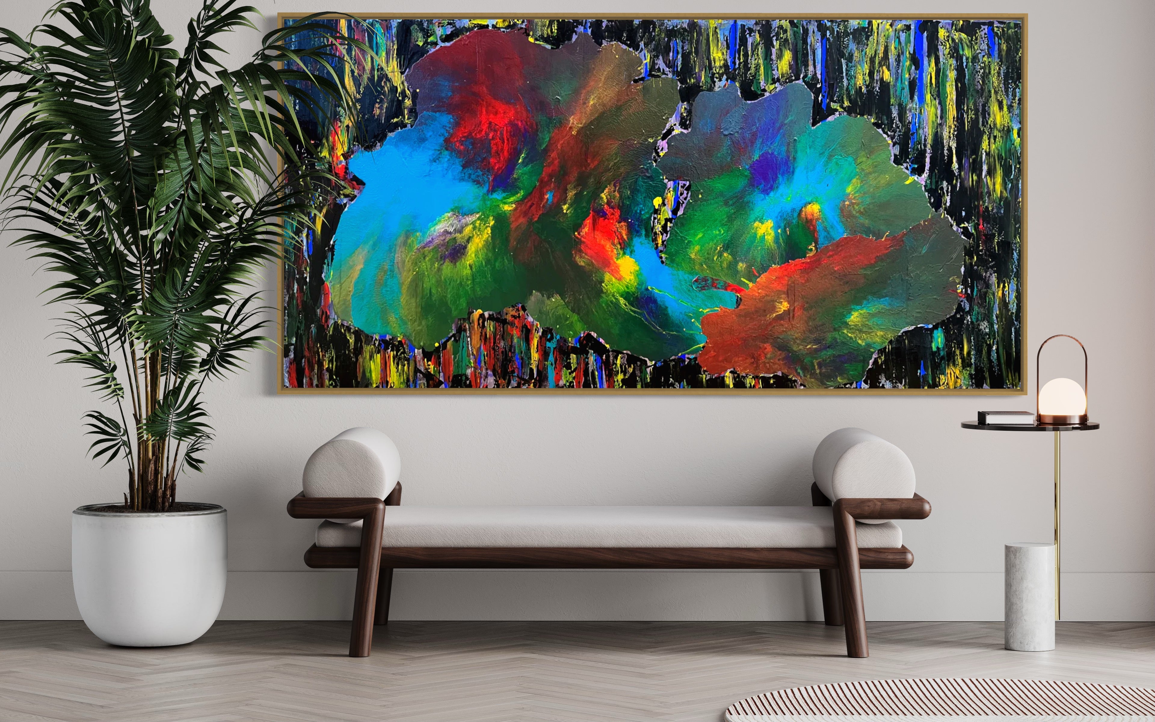 Galactic Sky (91 cm x 182 cm)Textured Abstract Painting by Joanne Daniel