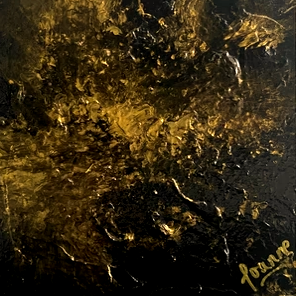 Gold Rush 30 cm x 30 cm Gold Black Textured Abstract Painting