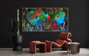 Galactic Sky (91 cm x 182 cm)Textured Abstract Painting by Joanne Daniel