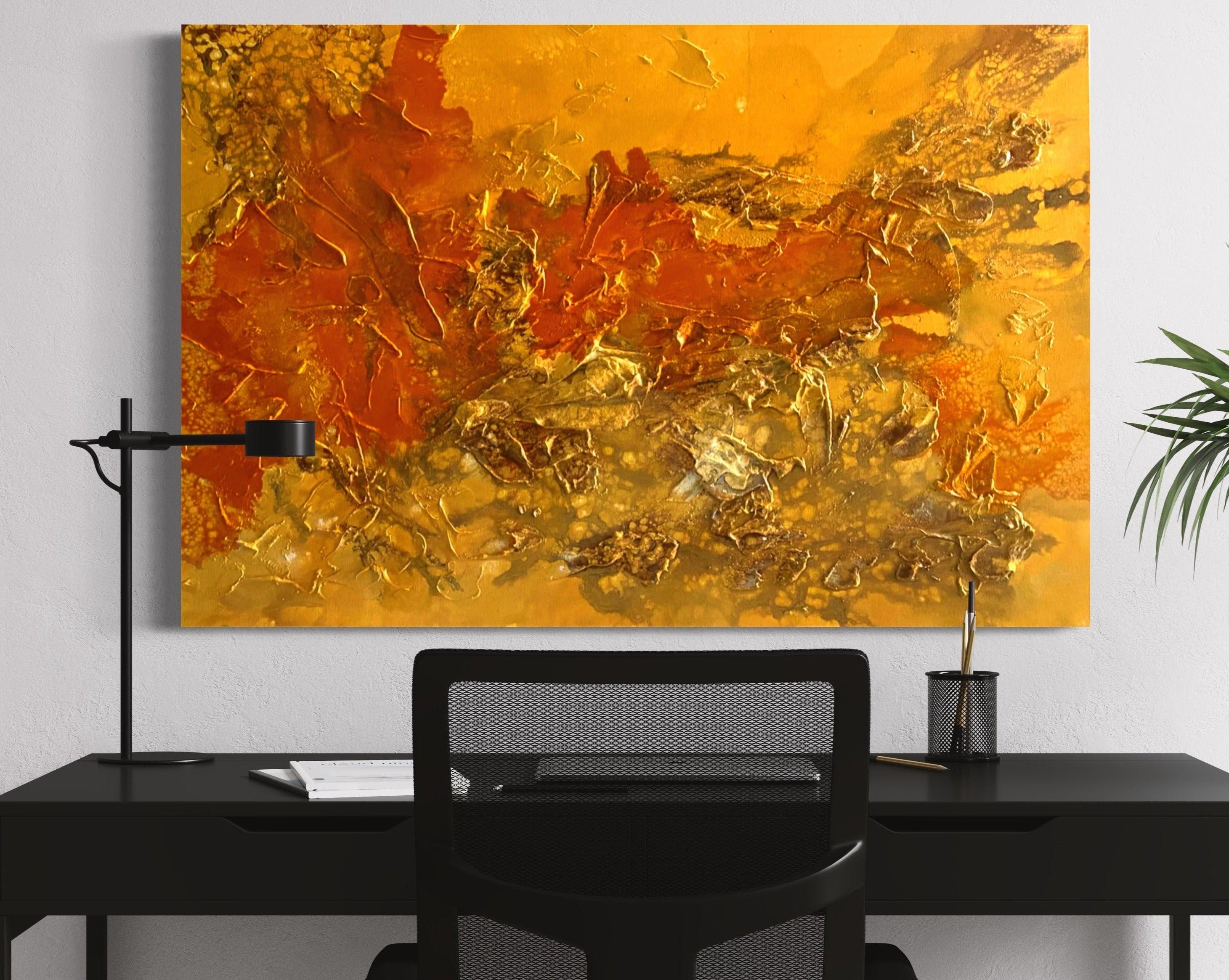 Burnt Desert 93 cm x  61 cm Orange Textured Abstract Painting