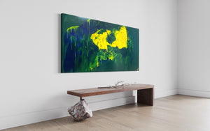 Lemon splash (91 cm x 182 cm)Textured Abstract Painting by Joanne Daniel