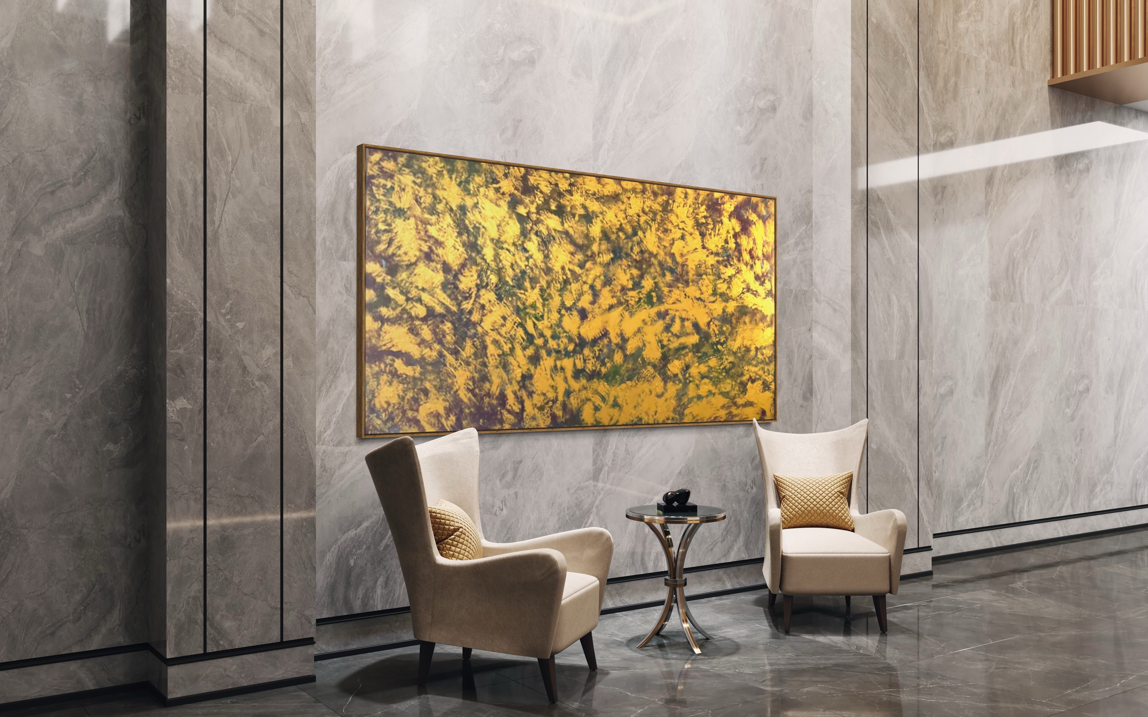 Golden Universe 120 cm x 240 cm Gold Textured Abstract Painting by Joanne Daniel