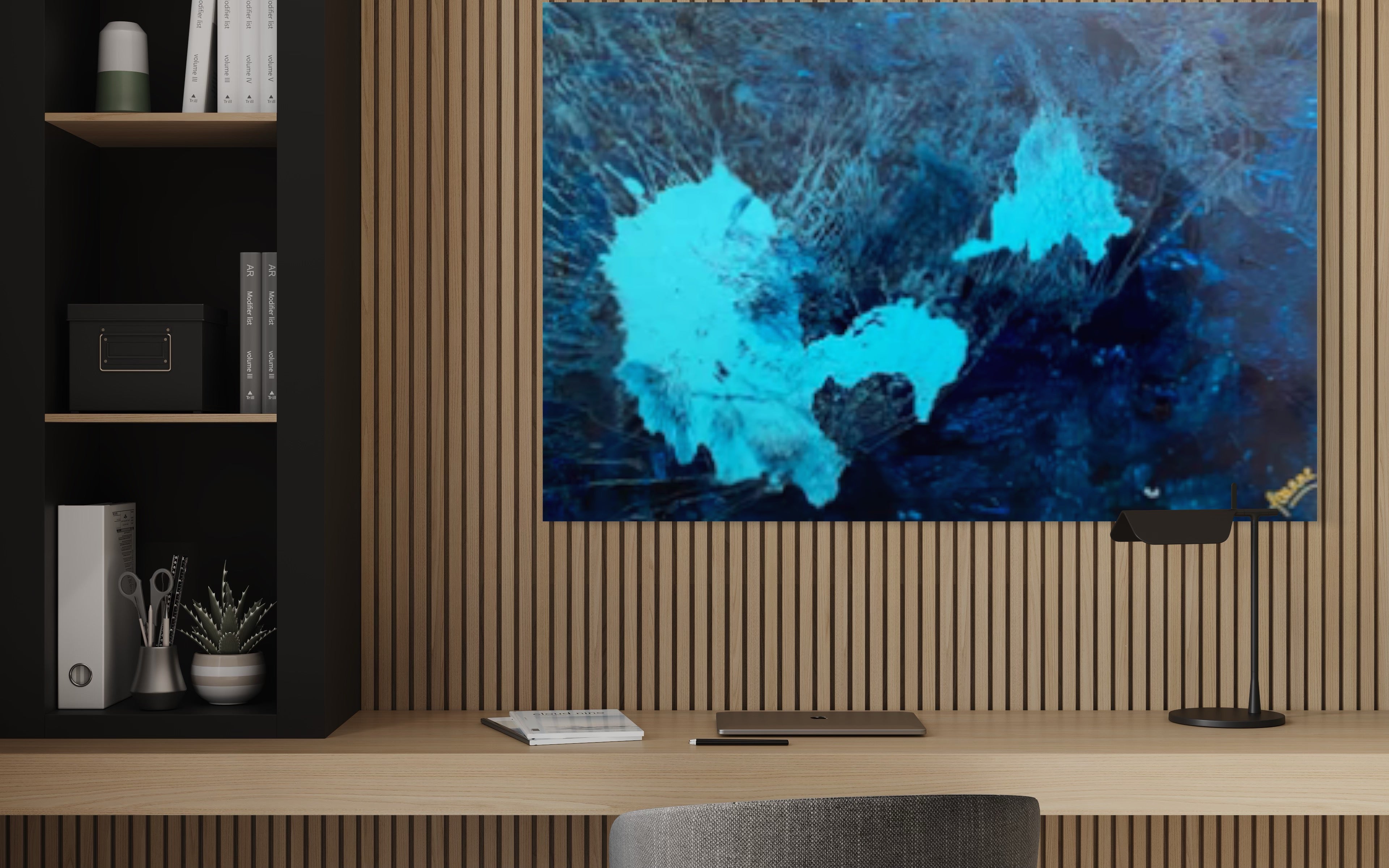 Emerald Blue Sea 93 cm x 61 cm Blue Textured Abstract Painting