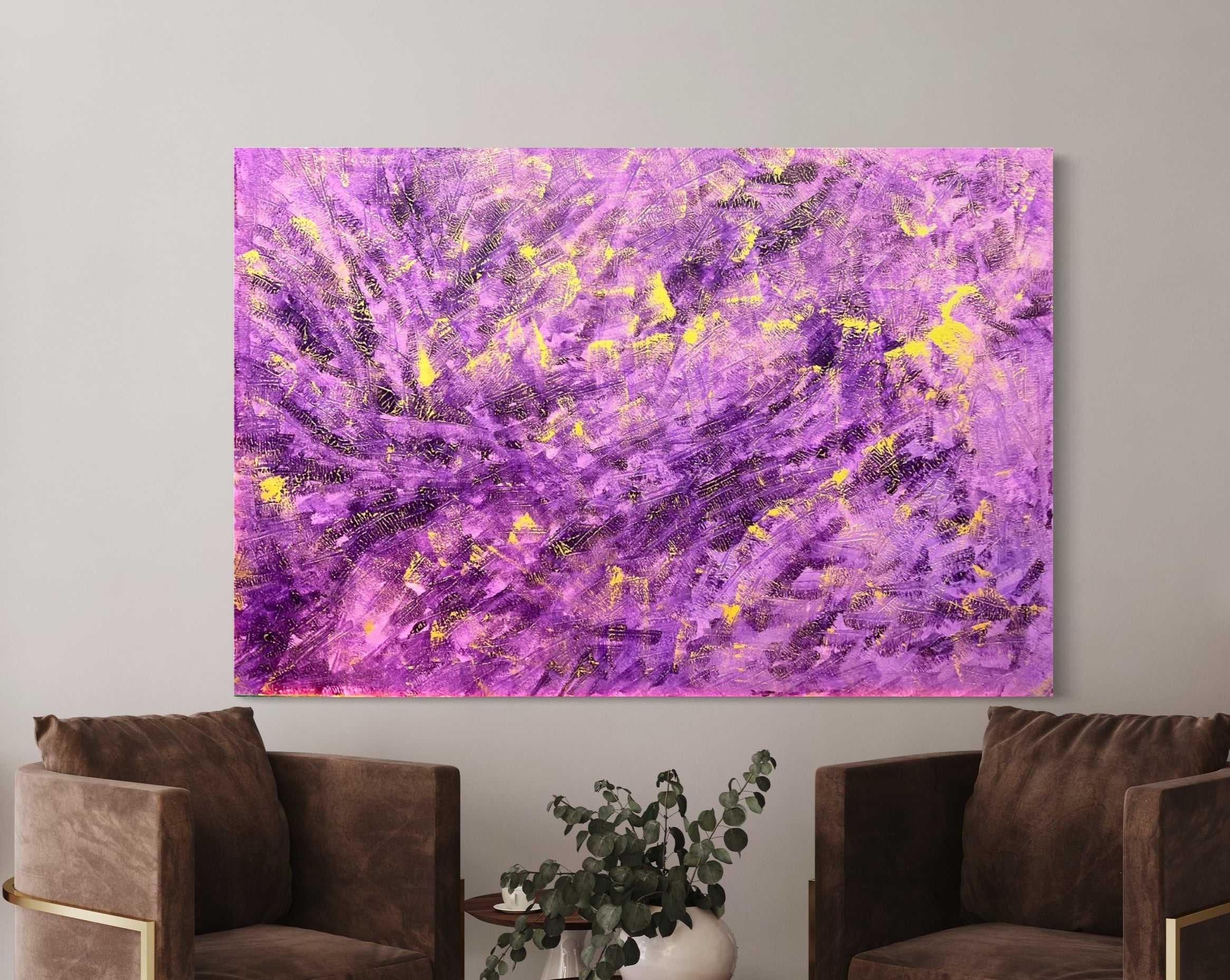 Lavendar Dioazine 121.8 cm x 182.8 cm Purple Textured Abstract Painting