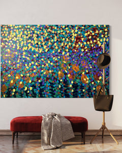 Spring Garden 121.8 cm x 182.8 cm Blue Textured Abstract Painting by Joanne Daniel