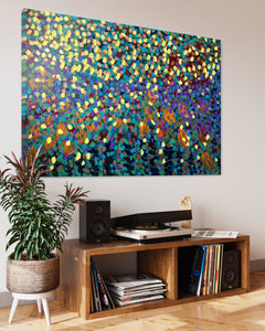 Spring Garden 121.8 cm x 182.8 cm Blue Textured Abstract Painting by Joanne Daniel