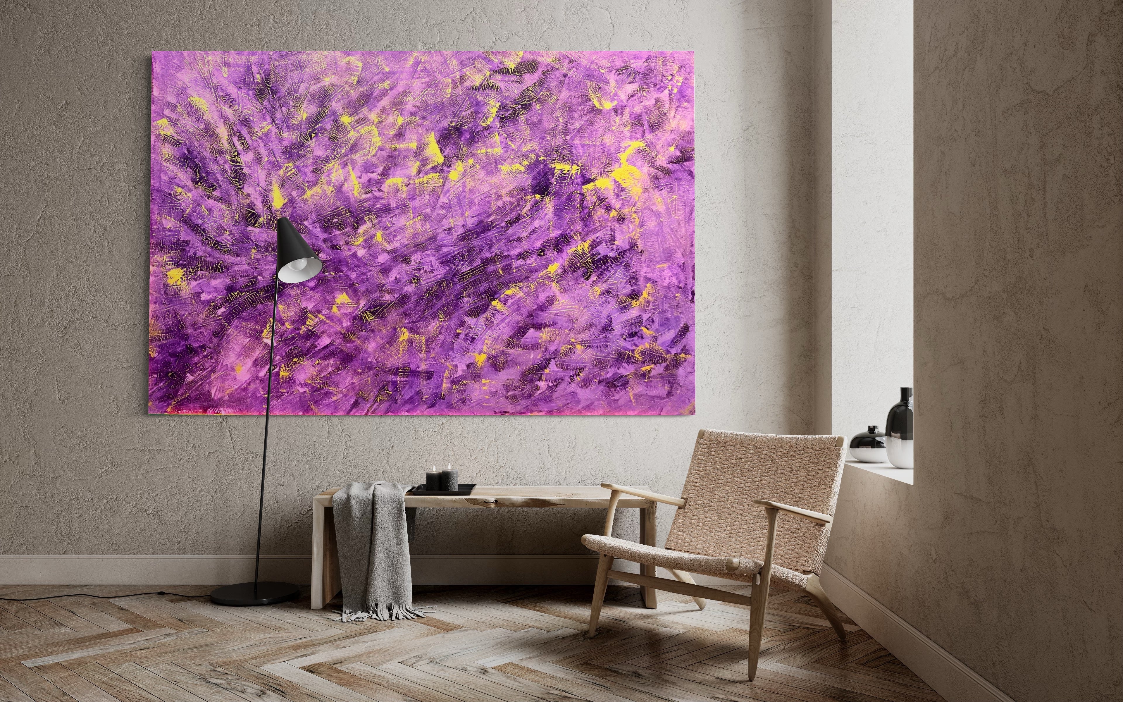 Lavendar Dioazine 121.8 cm x 182.8 cm Purple Textured Abstract Painting