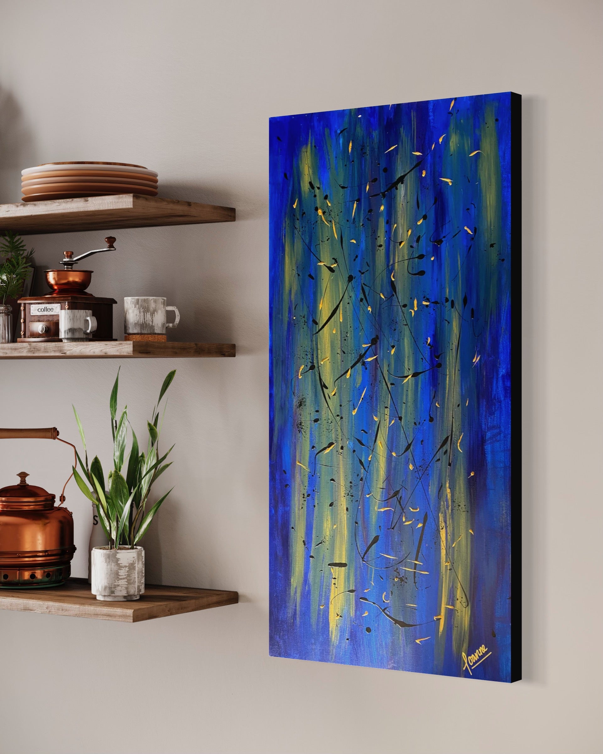 Oceanic 61cm X 122cm Blue Textured Abstract Painting