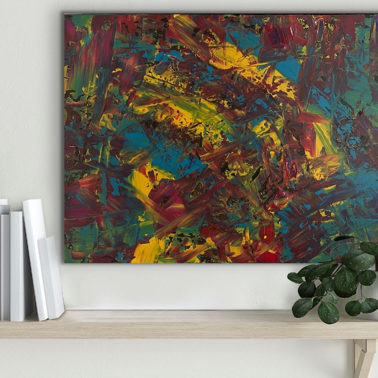 Rainbow splash (61 cm x 91 cm)Textured Abstract Painting by Joanne Daniel