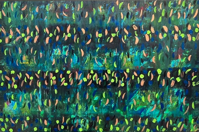 Blooming Green 121.8 cm x 182.8 cm Green Textured Abstract Painting by Joanne Daniel