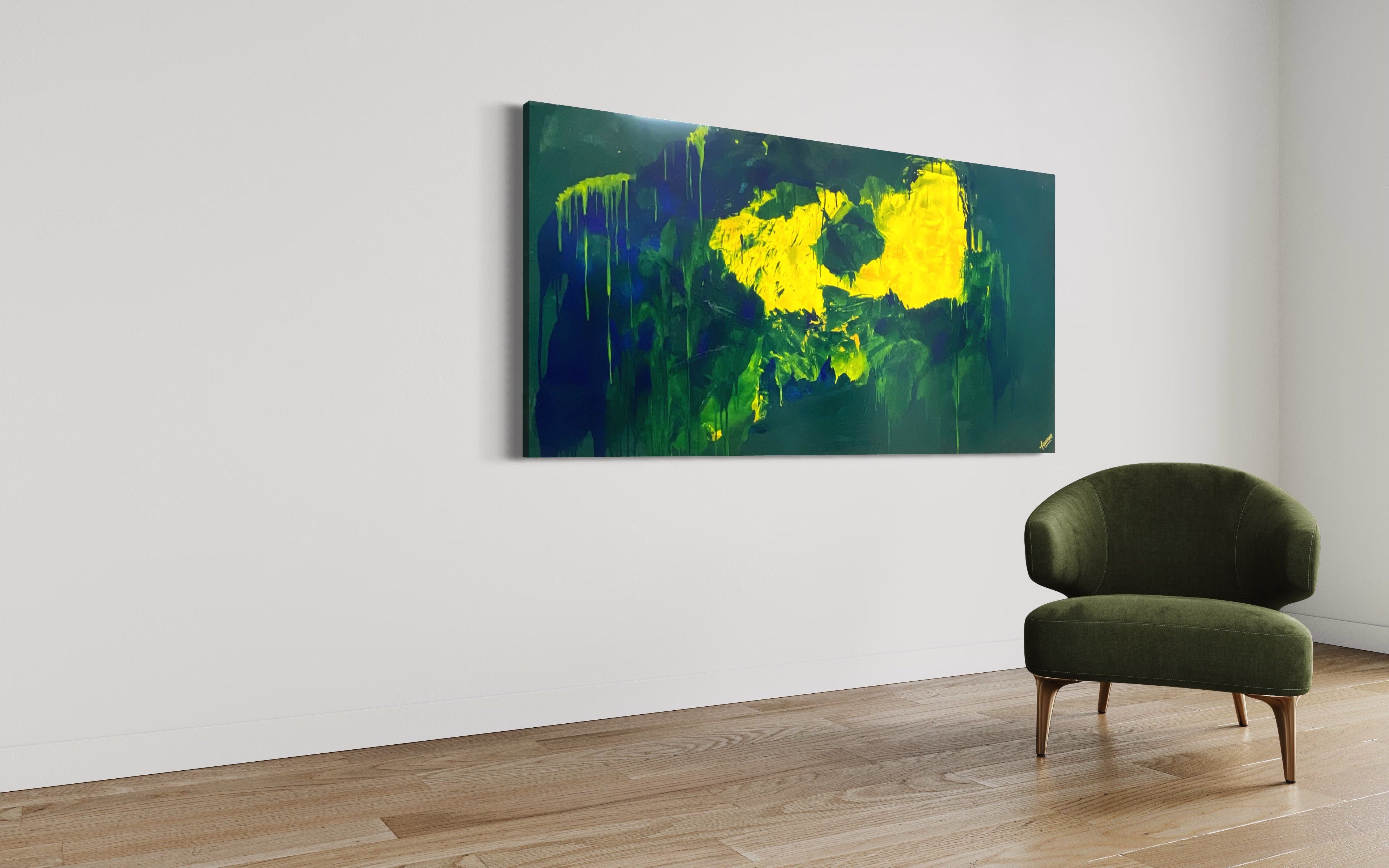 Lemon splash (91 cm x 182 cm)Textured Abstract Painting by Joanne Daniel