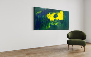 Lemon splash (91 cm x 182 cm)Textured Abstract Painting by Joanne Daniel