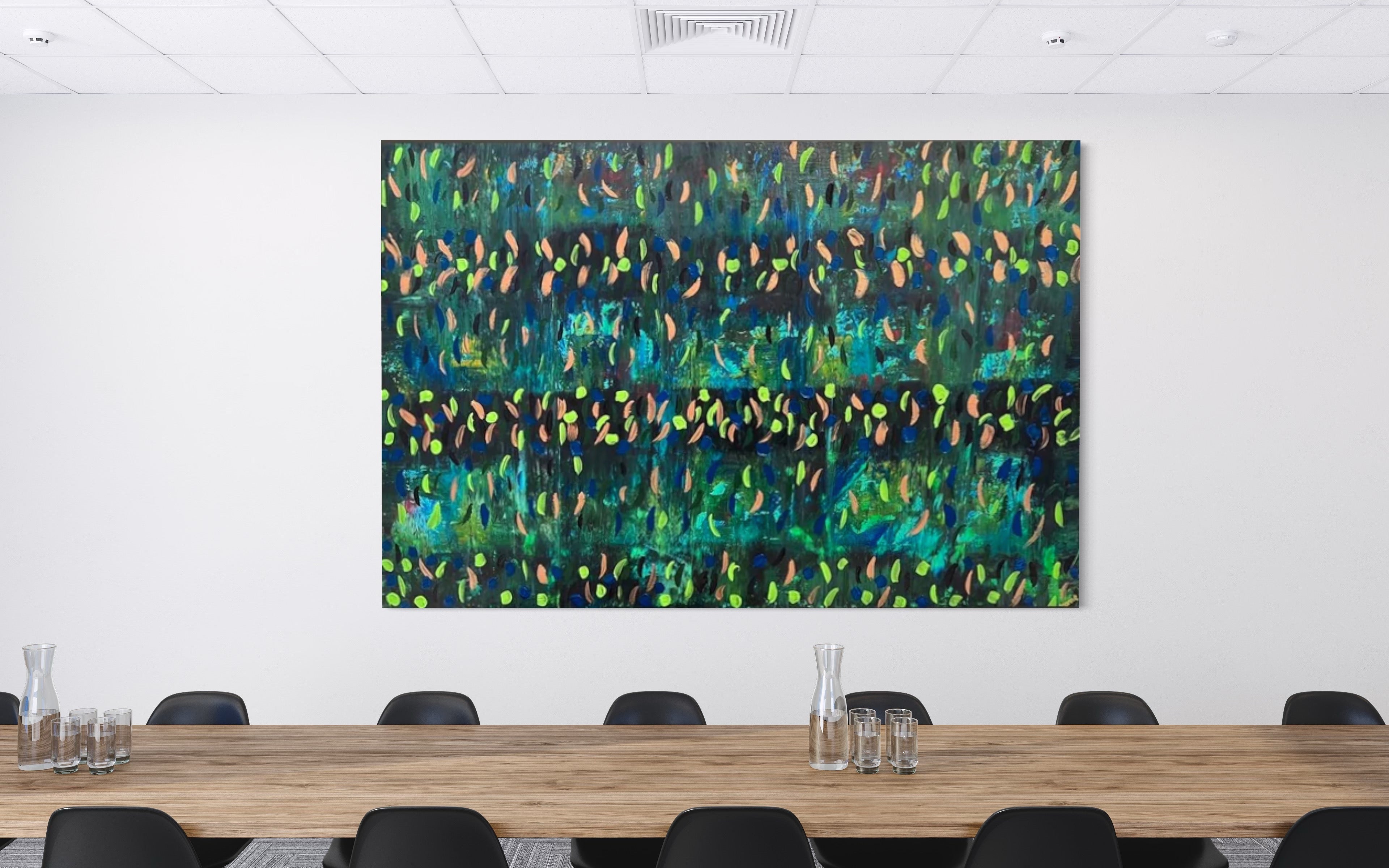 Blooming Green 121.8 cm x 182.8 cm Green Textured Abstract Painting by Joanne Daniel