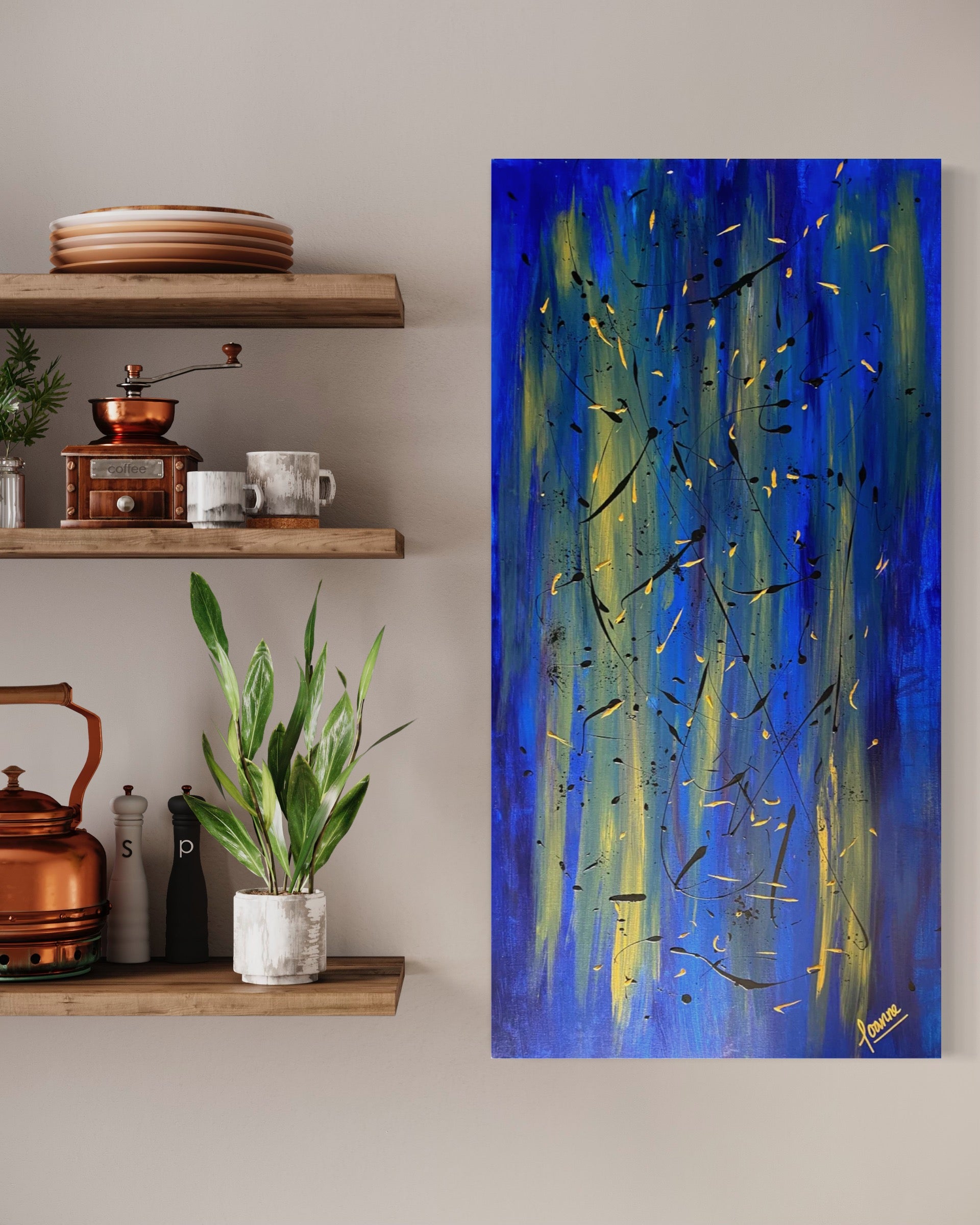 Oceanic 61cm X 122cm Blue Textured Abstract Painting