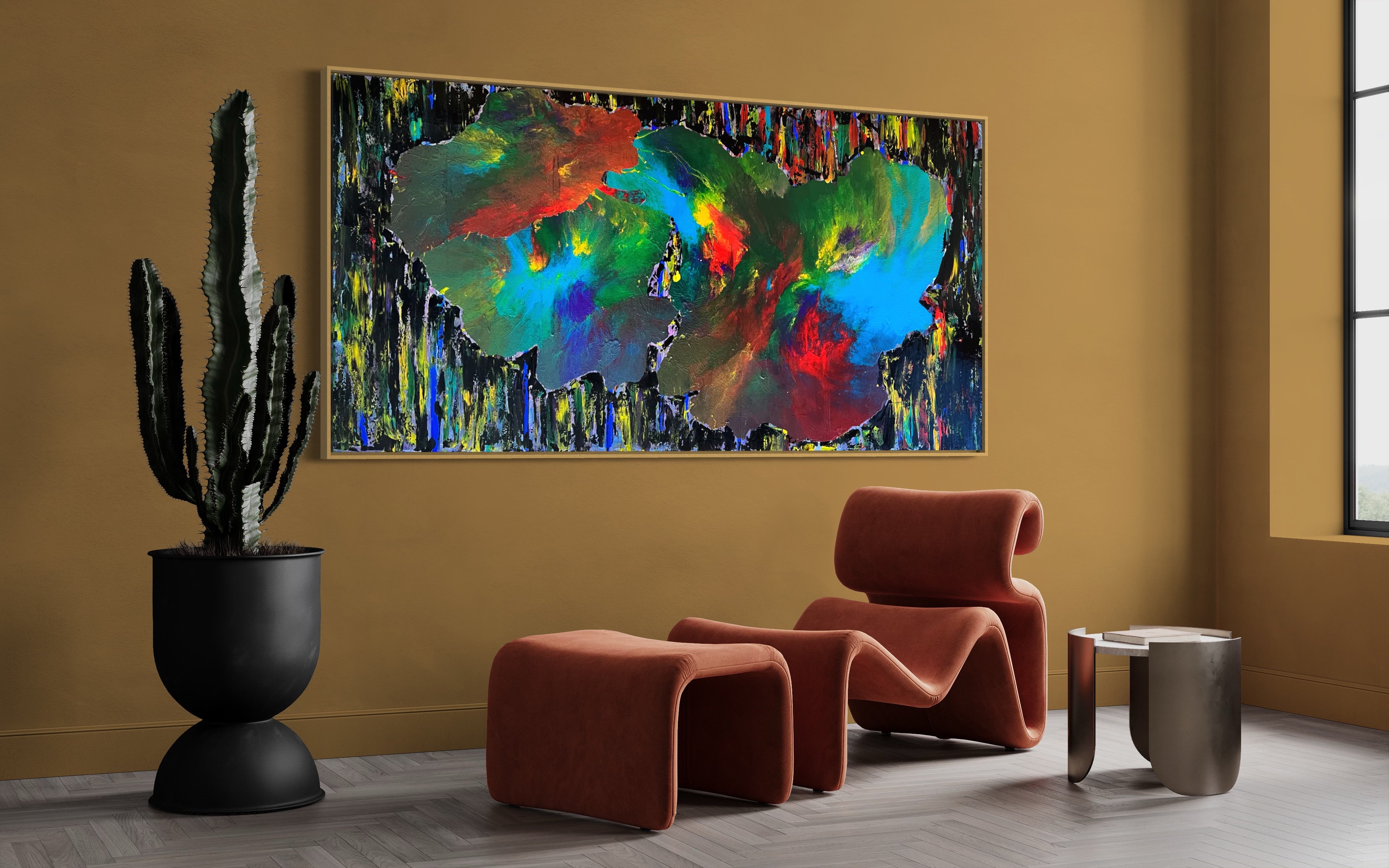 Galactic Sky (91 cm x 182 cm)Textured Abstract Painting by Joanne Daniel