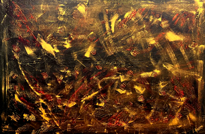 Gold Mine 121.8 cm x 182.8 cm Gold Red Brown Textured Abstract Painting