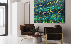 Blooming Green 121.8 cm x 182.8 cm Green Textured Abstract Painting by Joanne Daniel