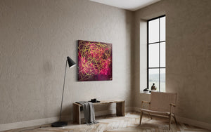 Hope No 7 100 cm  x  100 cm Pink Textured Abstract Painting by Joanne Daniel