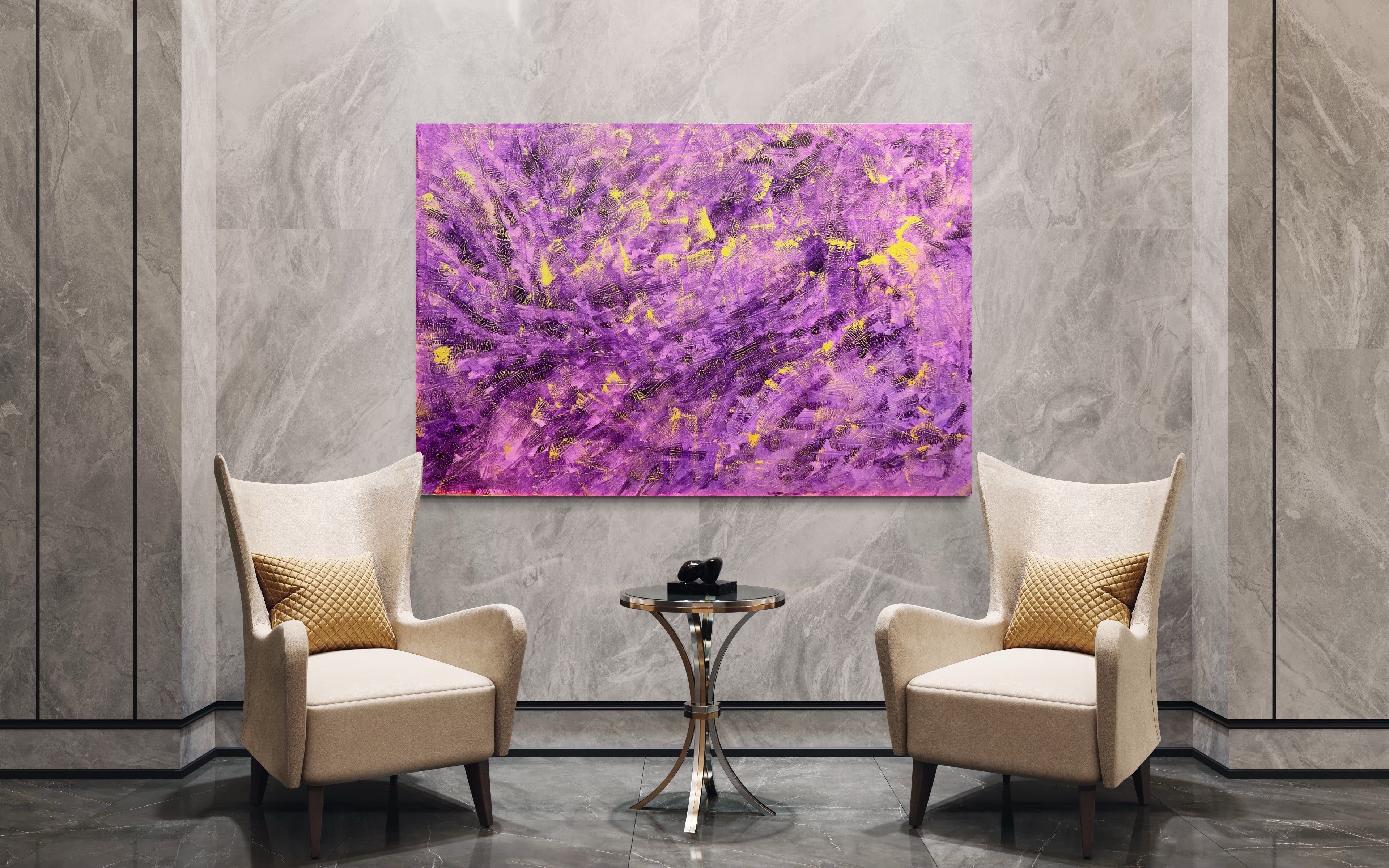 Lavendar Dioazine 121.8 cm x 182.8 cm Purple Textured Abstract Painting