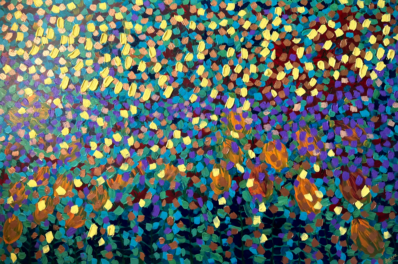 Spring Garden 121.8 cm x 182.8 cm Blue Textured Abstract Painting by Joanne Daniel