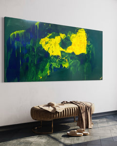 Lemon splash (91 cm x 182 cm)Textured Abstract Painting by Joanne Daniel