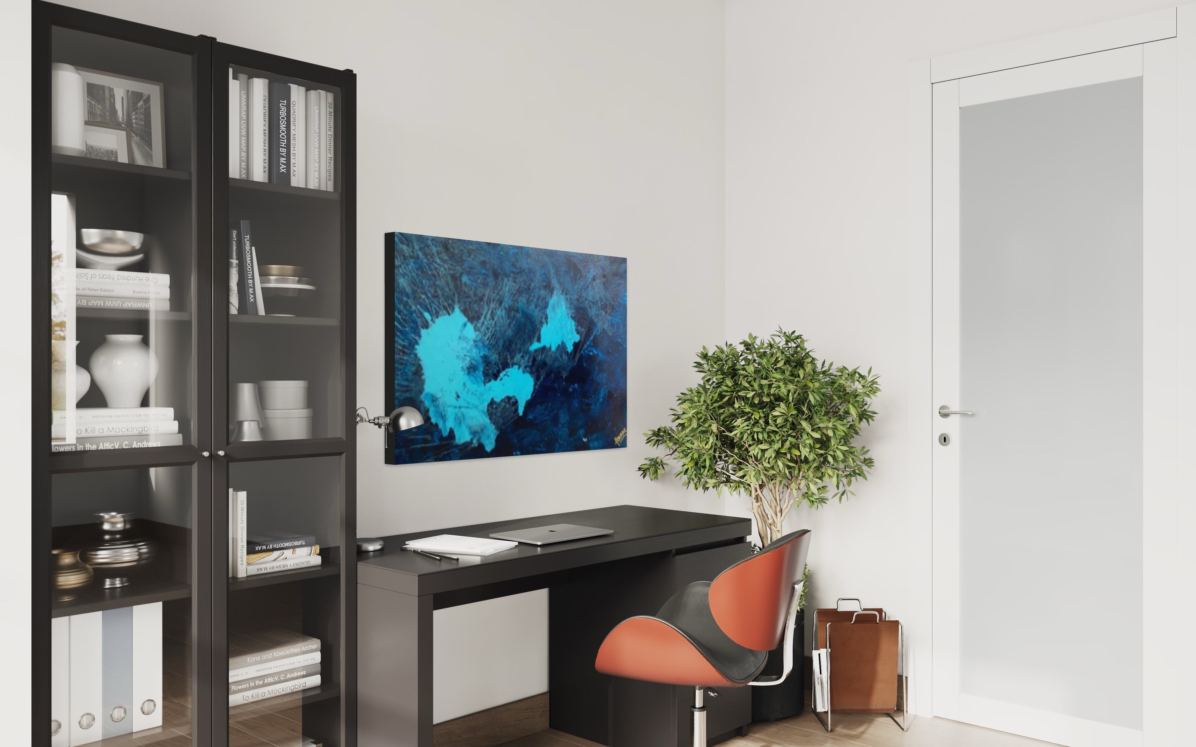 Emerald Blue Sea 93 cm x 61 cm Blue Textured Abstract Painting