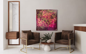 Hope No 7 100 cm  x  100 cm Pink Textured Abstract Painting by Joanne Daniel