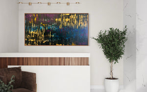 Black Forest (91 cm x 182 cm) Original Abstract Painting by Australian Artist Joanne Daniel