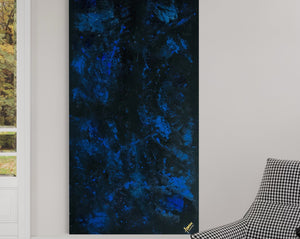 Midnight Sky 91 cm x 183 cm Blue Black Textured Abstract Painting by Joanne Daniel