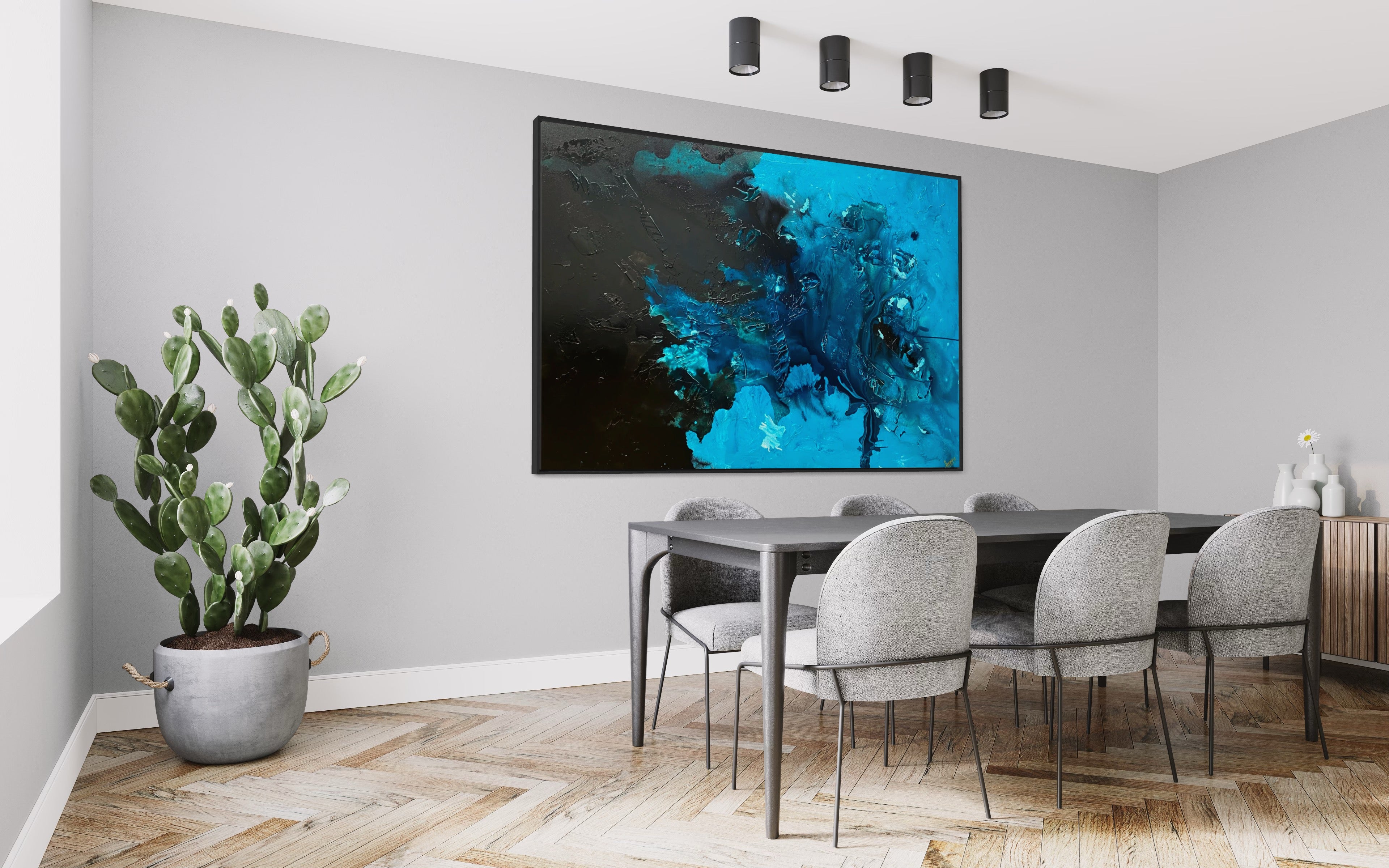 Deep Southern Ocean 121.8 cm x 182.8 cm Light Blue Textured Abstract Painting