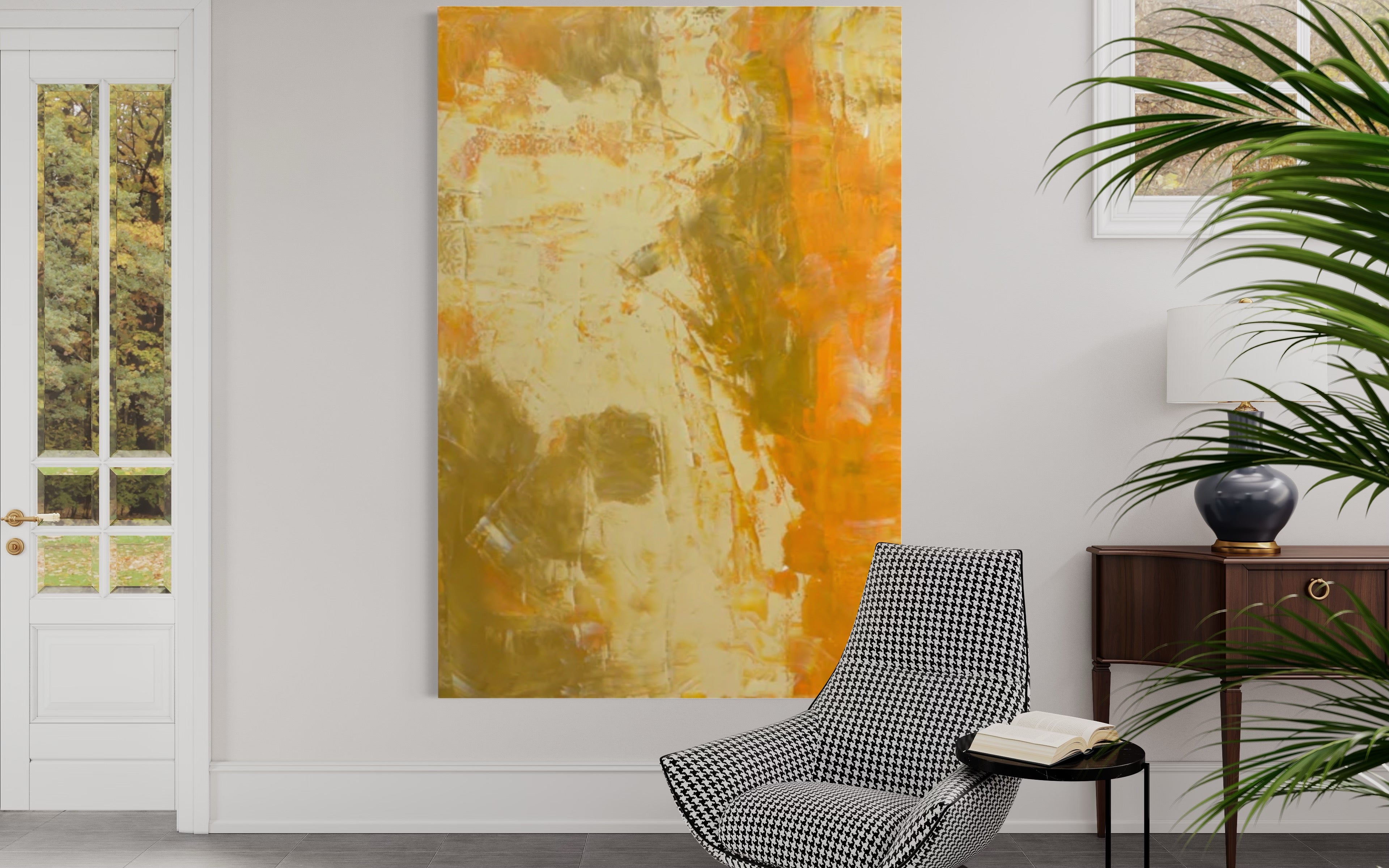 Blooming Yellow 121.8 cm x 182.8 cm Yellow Textured Abstract Painting by Joanne Daniel