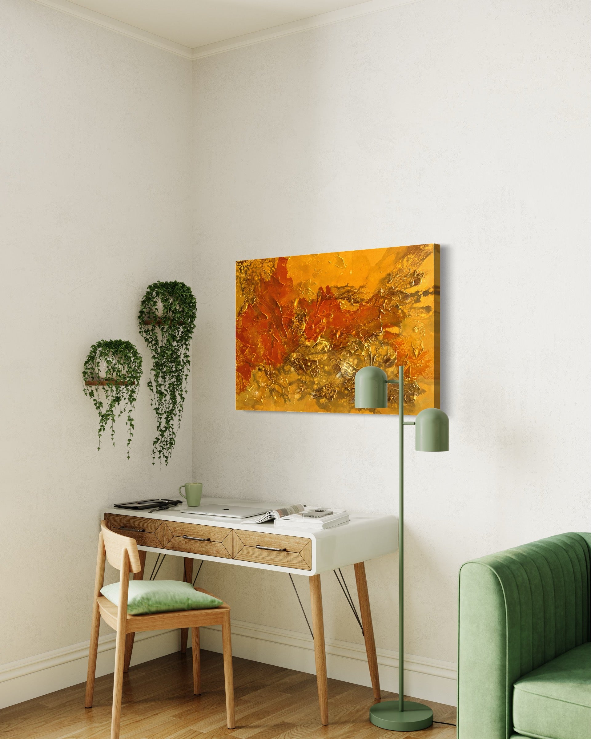 Burnt Desert 93 cm x  61 cm Orange Textured Abstract Painting