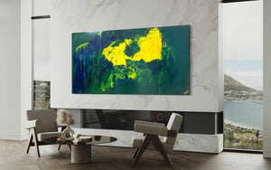 Lemon splash (91 cm x 182 cm)Textured Abstract Painting by Joanne Daniel