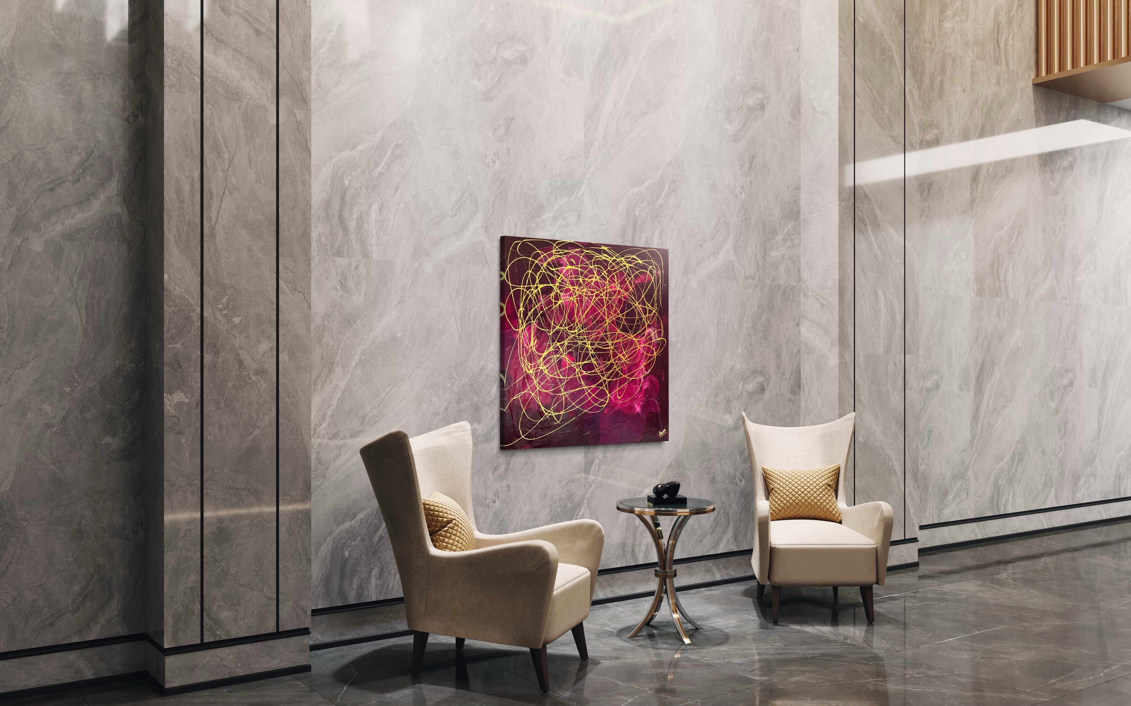 Hope No 7 100 cm  x  100 cm Pink Textured Abstract Painting by Joanne Daniel