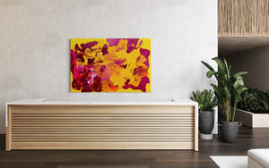 Deep Yellow Dianthus 121.8 cm x 182.8 cm Yellow Pink Textured Abstract Painting