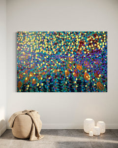 Spring Garden 121.8 cm x 182.8 cm Blue Textured Abstract Painting by Joanne Daniel