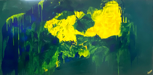 Lemon splash (91 cm x 182 cm)Textured Abstract Painting by Joanne Daniel