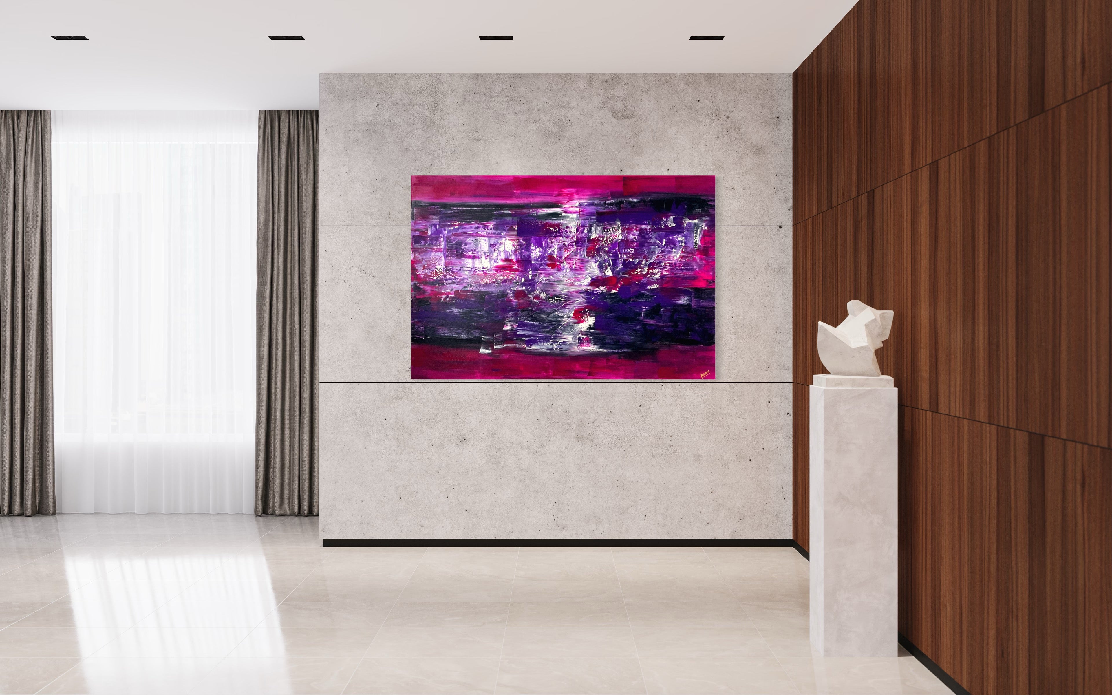 PINK 121 cm x 182 cm Textured Abstract Painting by Joanne Daniel