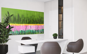 Flower field (91 cm x 182 cm)Textured Abstract Painting by Joanne Daniel