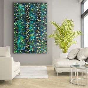 Blooming Green 121.8 cm x 182.8 cm Green Textured Abstract Painting by Joanne Daniel