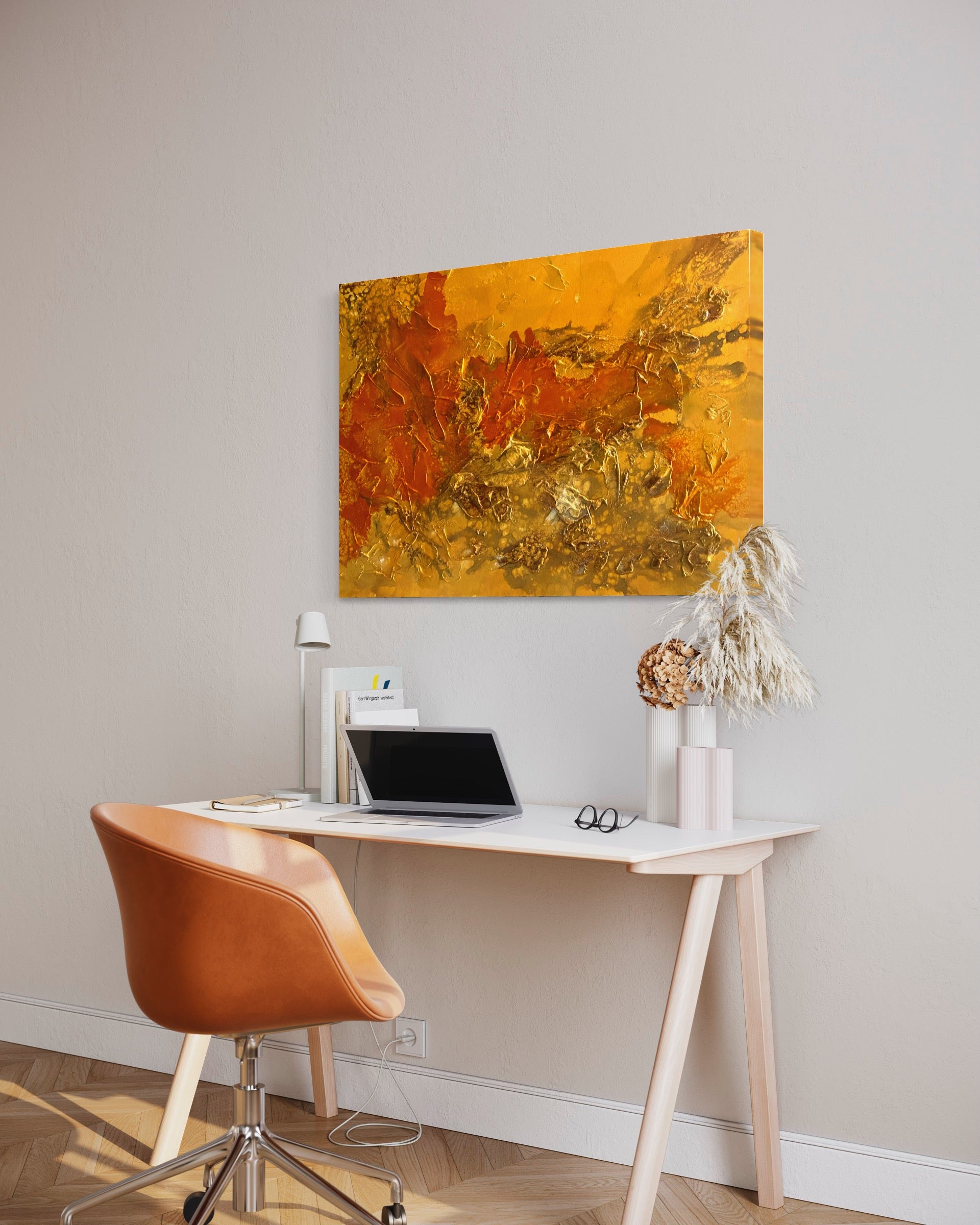 Burnt Desert 93 cm x  61 cm Orange Textured Abstract Painting