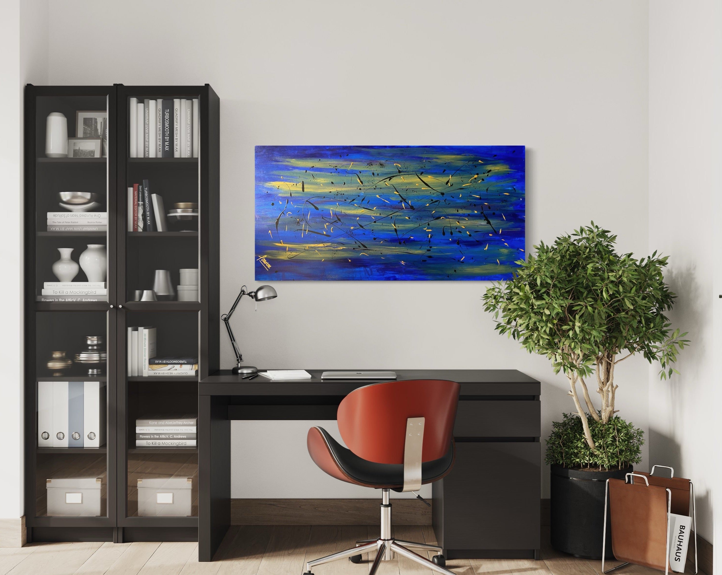 Oceanic 61cm X 122cm Blue Textured Abstract Painting