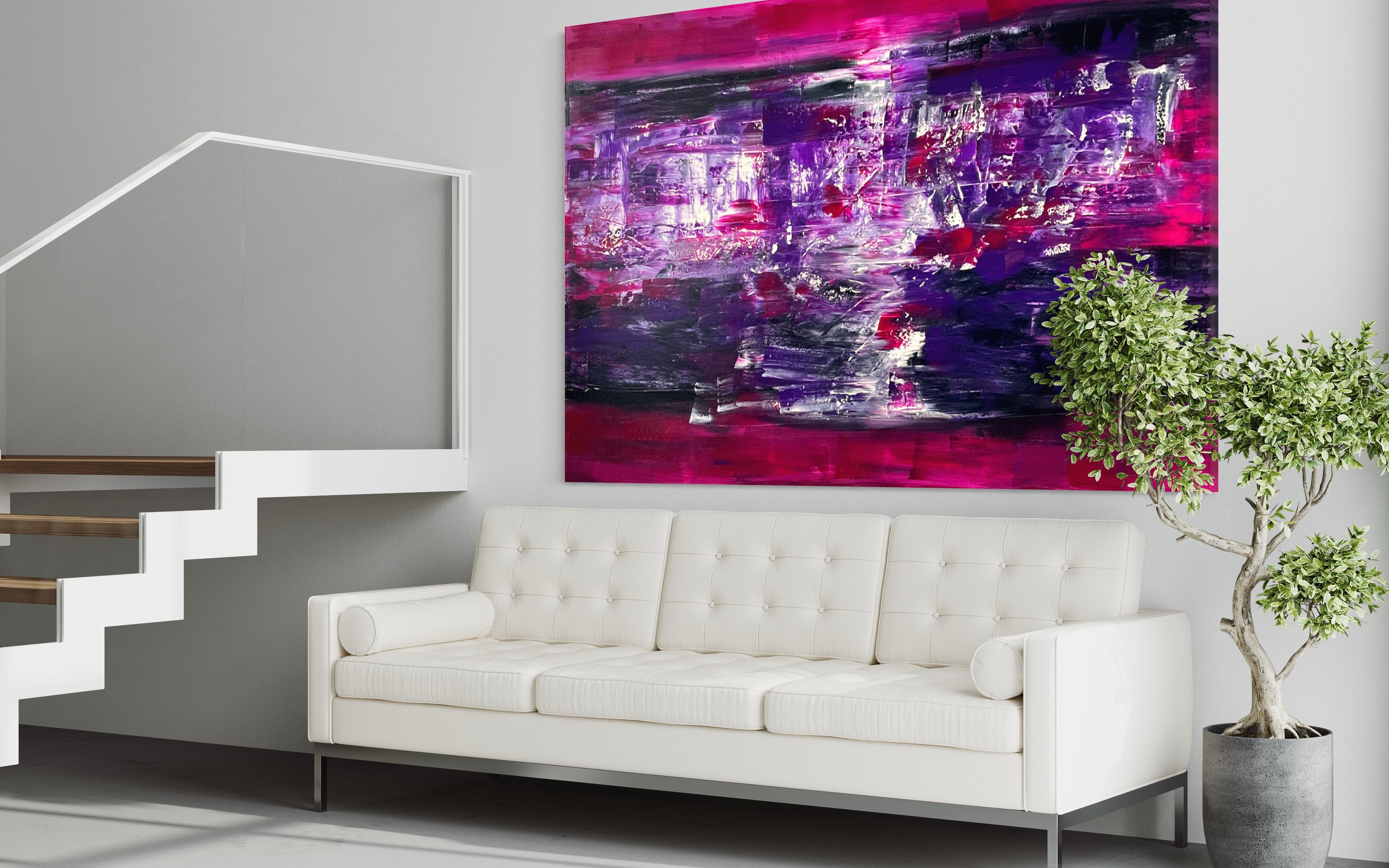 PINK 121 cm x 182 cm Textured Abstract Painting by Joanne Daniel